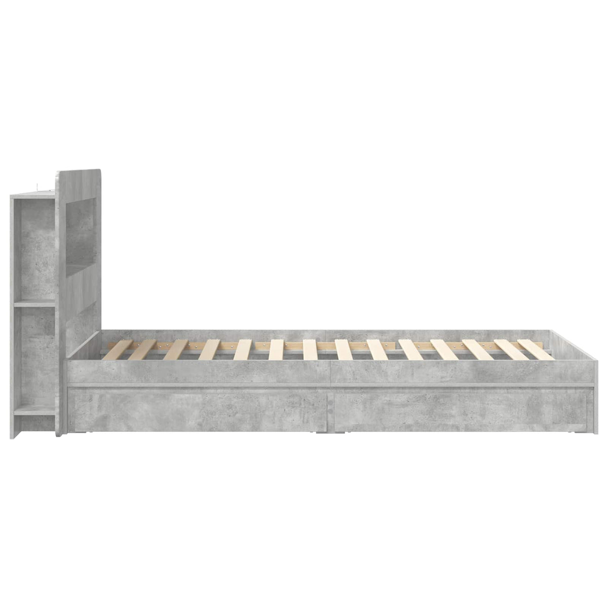 vidaXL Bed Frame with Storage with Drawer Concrete Grey 90 x 190 cm