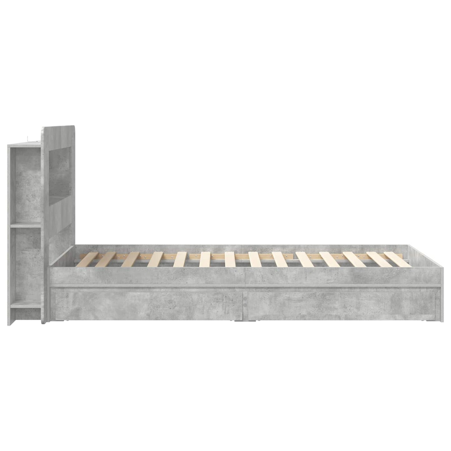 vidaXL Bed Frame with Storage with Drawer Concrete Grey 90 x 190 cm