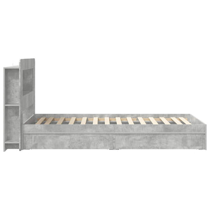 vidaXL Bed Frame with Storage with Drawer Concrete Grey 90 x 190 cm