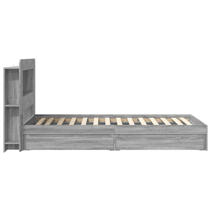 vidaXL Bed Frame with Storage Grey Sonoma 90 x 190 cm Engineered Wood