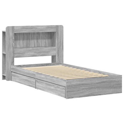 vidaXL Bed Frame with Storage Grey Sonoma 100 x 200 cm Engineered Wood