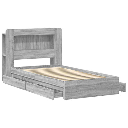 vidaXL Bed Frame with Storage Grey Sonoma 100 x 200 cm Engineered Wood