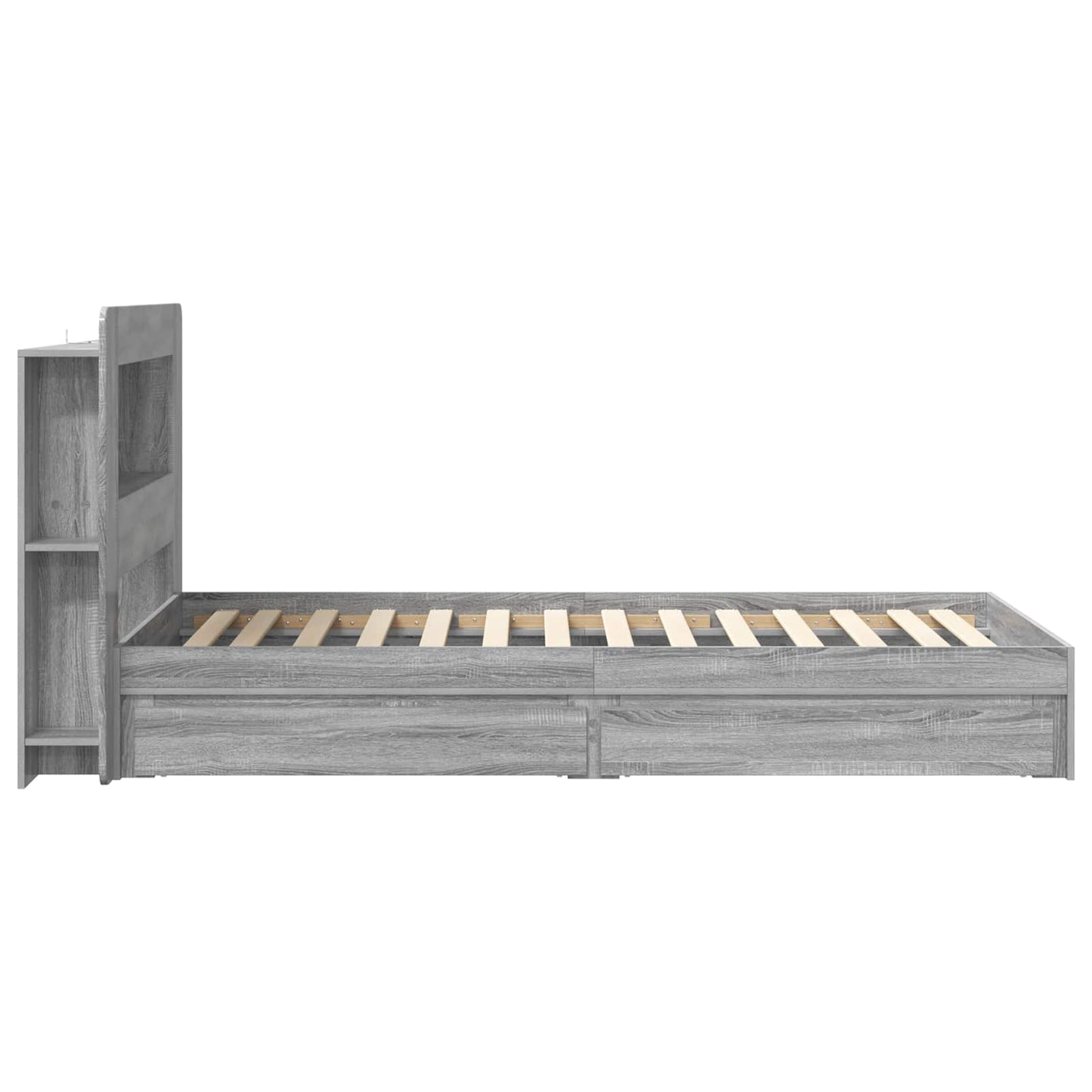 vidaXL Bed Frame with Storage Grey Sonoma 100 x 200 cm Engineered Wood
