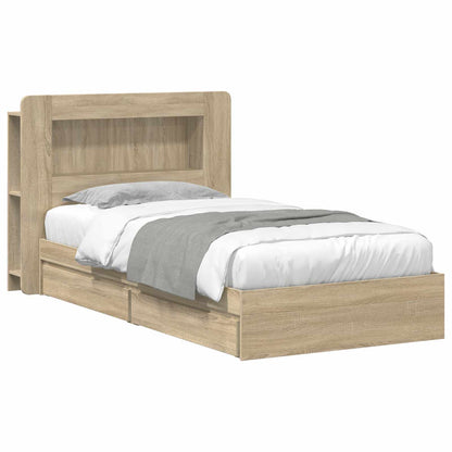 vidaXL Bed Frame with Storage Sonoma Oak 100 x 200 cm Engineered Wood