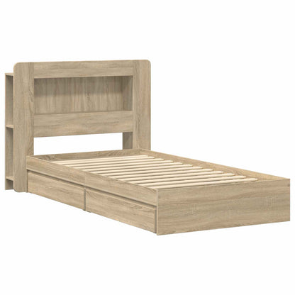 vidaXL Bed Frame with Storage Sonoma Oak 100 x 200 cm Engineered Wood