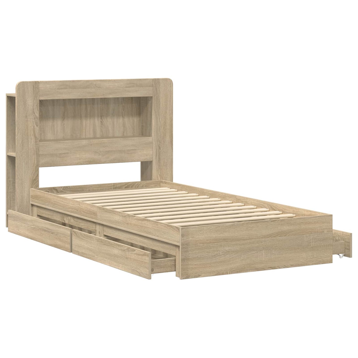 vidaXL Bed Frame with Storage Sonoma Oak 100 x 200 cm Engineered Wood