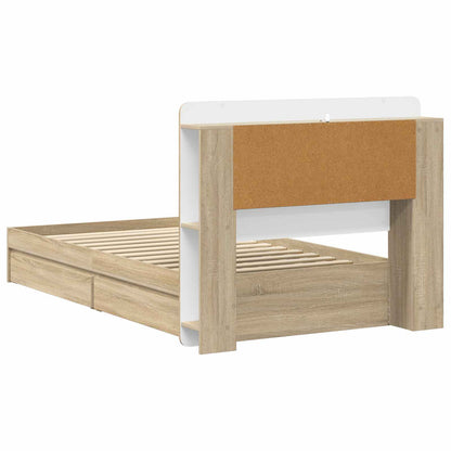 vidaXL Bed Frame with Storage Sonoma Oak 100 x 200 cm Engineered Wood