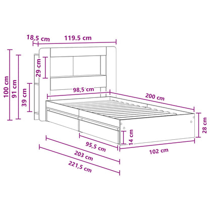 vidaXL Bed Frame with Storage Sonoma Oak 100 x 200 cm Engineered Wood