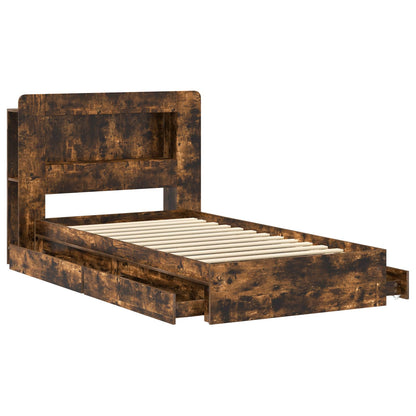 vidaXL Bed Frame with Storage Smoked Oak 90 x 200 cm Engineered Wood