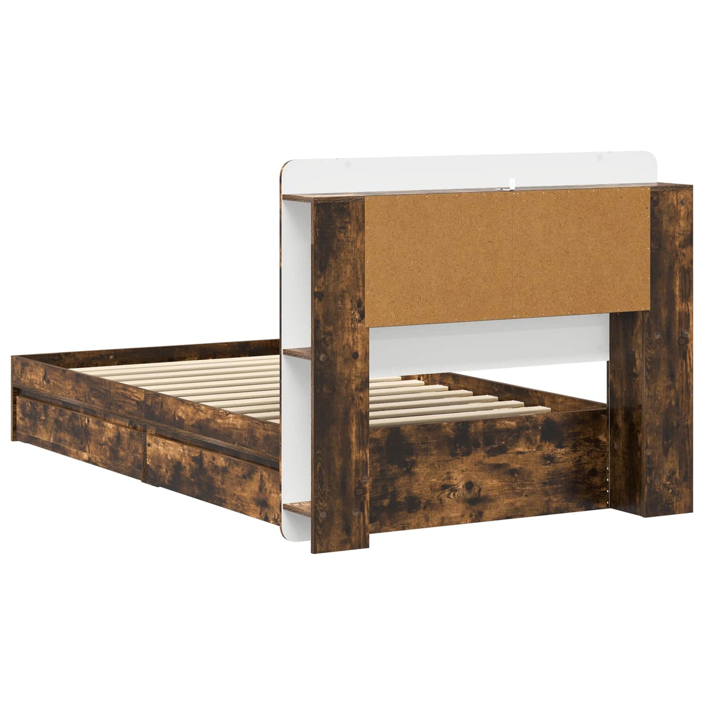 vidaXL Bed Frame with Storage Smoked Oak 90 x 200 cm Engineered Wood