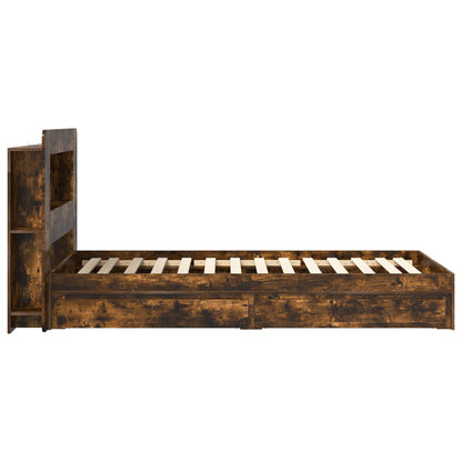 vidaXL Bed Frame with Storage Smoked Oak 90 x 200 cm Engineered Wood