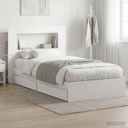 vidaXL Bed Frame with Storage White 90 x 200 cm Engineered Wood