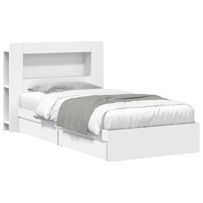 vidaXL Bed Frame with Storage White 90 x 200 cm Engineered Wood