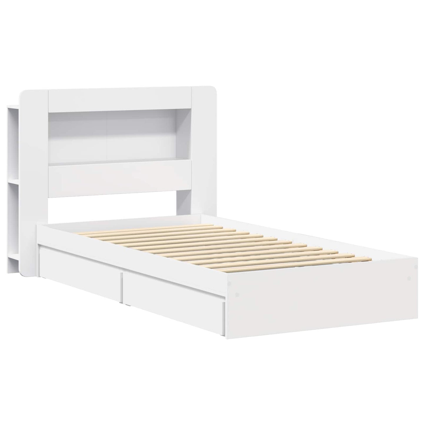 vidaXL Bed Frame with Storage White 90 x 200 cm Engineered Wood