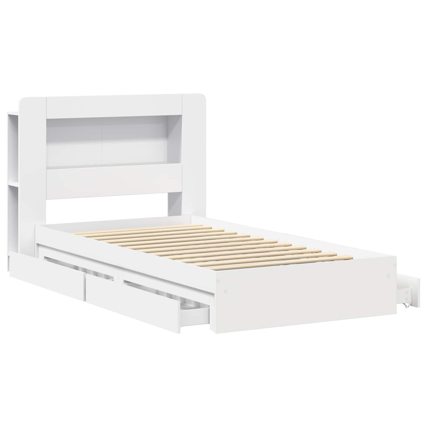 vidaXL Bed Frame with Storage White 90 x 200 cm Engineered Wood