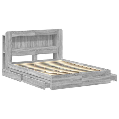 vidaXL Bed Frame with Storage Grey Sonoma 140 x 200 cm Engineered Wood