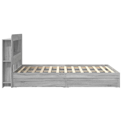 vidaXL Bed Frame with Storage Grey Sonoma 140 x 200 cm Engineered Wood
