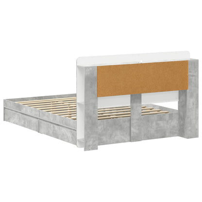 vidaXL Bed Frame with Storage with Drawer Concrete Grey 135 x 190 cm