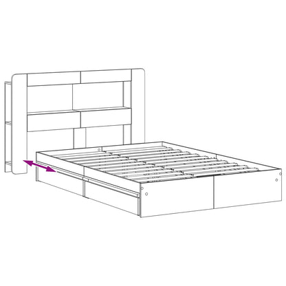 vidaXL Bed Frame with Storage Smoked Oak 135 x 190 cm Engineered Wood