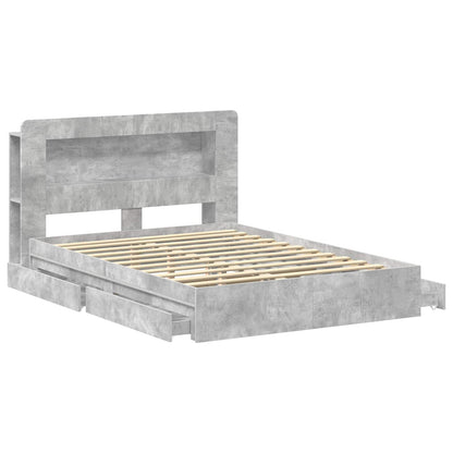 vidaXL Bed Frame with Storage with Drawer Concrete Grey 150 x 200 cm