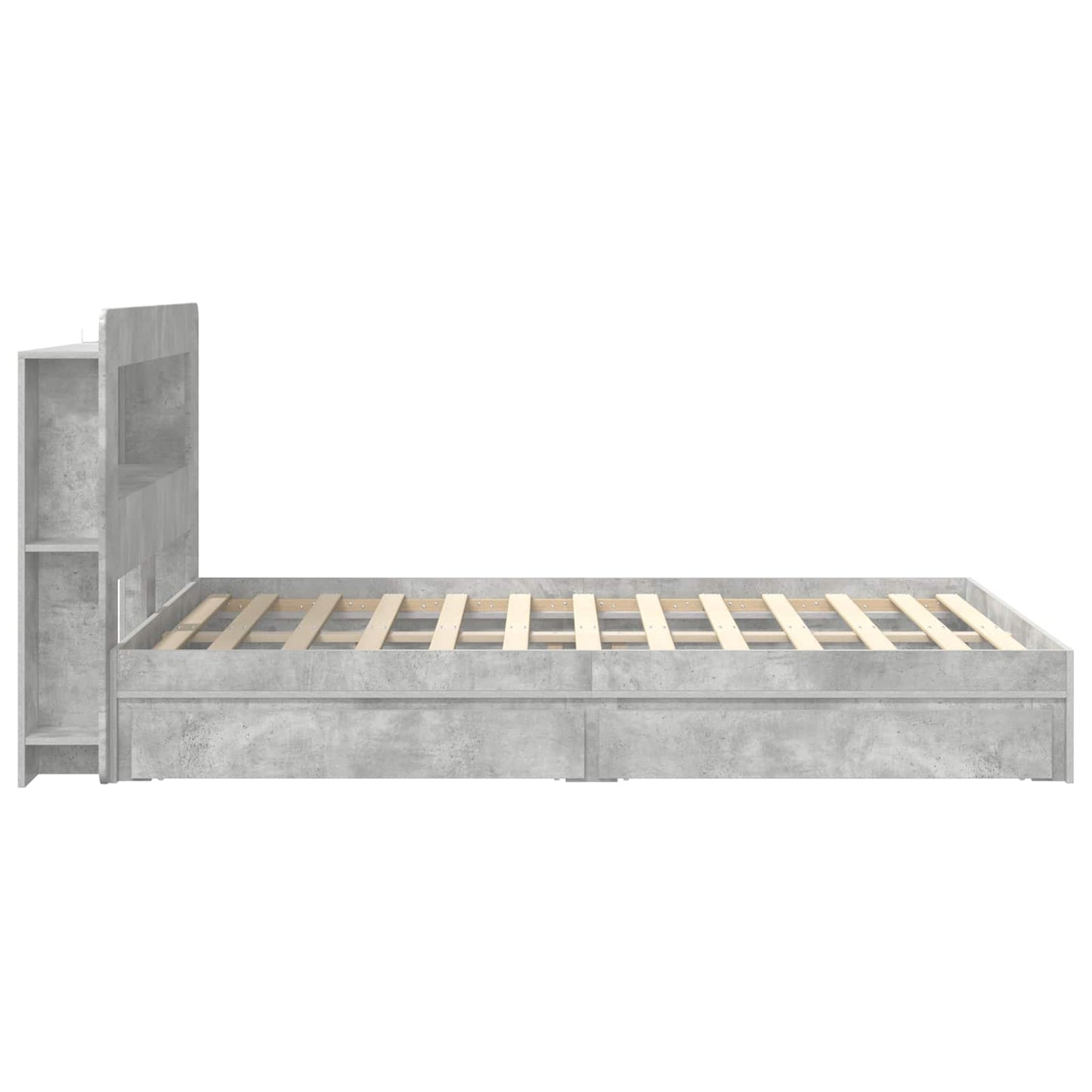 vidaXL Bed Frame with Storage with Drawer Concrete Grey 150 x 200 cm