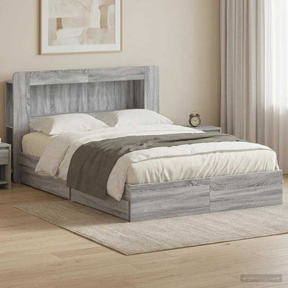 vidaXL Bed Frame with Storage Grey Sonoma 150 x 200 cm Engineered Wood
