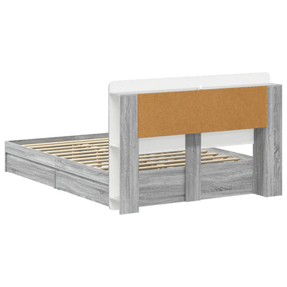 vidaXL Bed Frame with Storage Grey Sonoma 150 x 200 cm Engineered Wood
