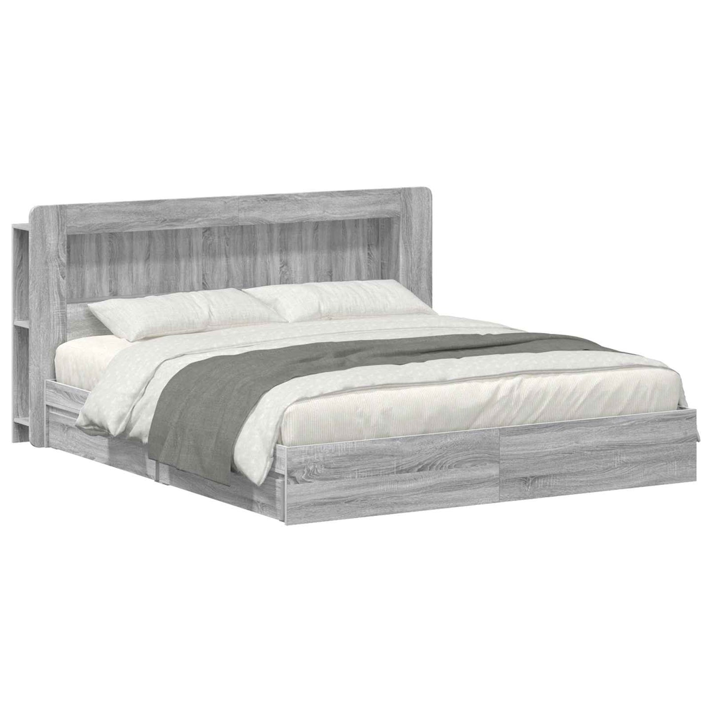 vidaXL Bed Frame with Storage Grey Sonoma 180 x 200 cm Engineered Wood
