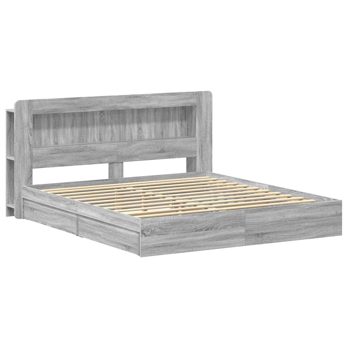 vidaXL Bed Frame with Storage Grey Sonoma 180 x 200 cm Engineered Wood