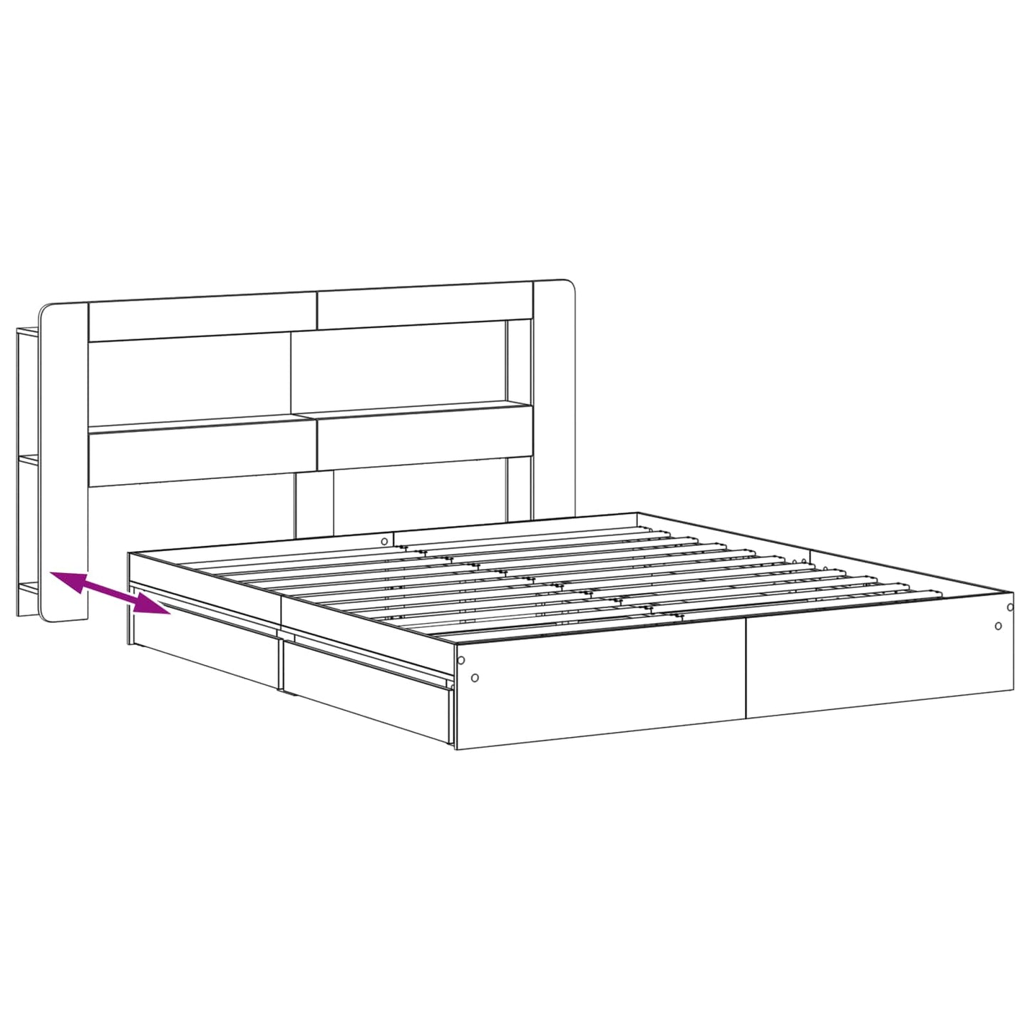vidaXL Bed Frame with Storage Grey Sonoma 180 x 200 cm Engineered Wood