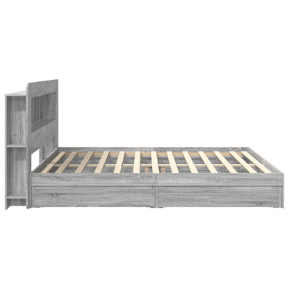 vidaXL Bed Frame with Storage Grey Sonoma 180 x 200 cm Engineered Wood