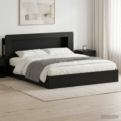 vidaXL Bed Frame with Storage Black 200 x 200 cm Engineered Wood