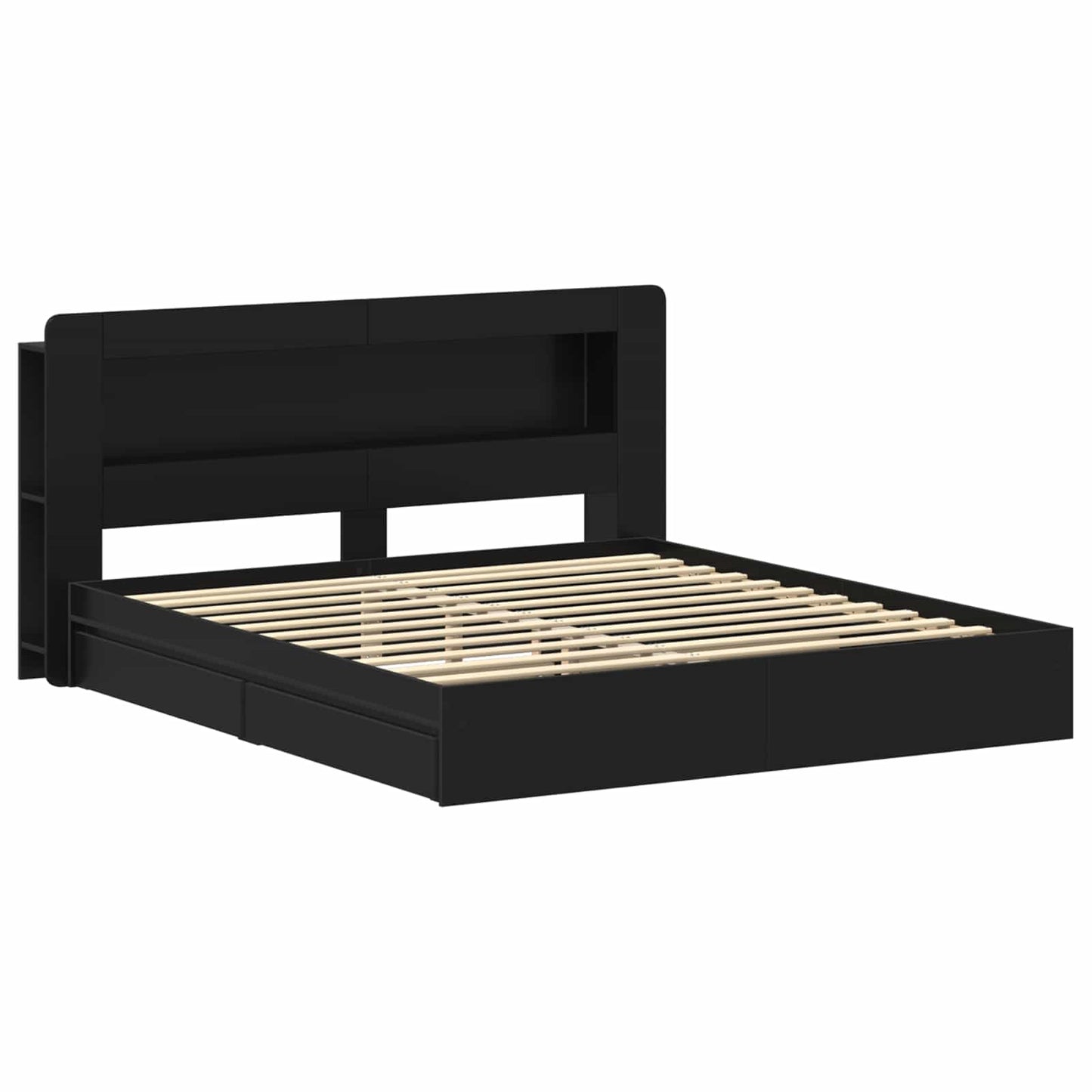 vidaXL Bed Frame with Storage Black 200 x 200 cm Engineered Wood