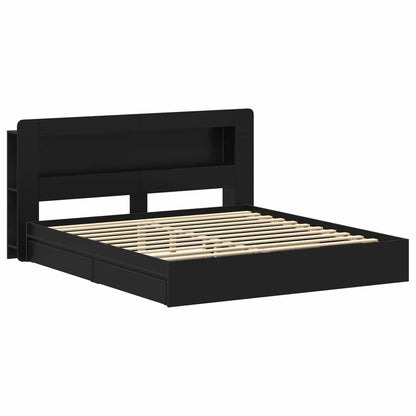 vidaXL Bed Frame with Storage Black 200 x 200 cm Engineered Wood