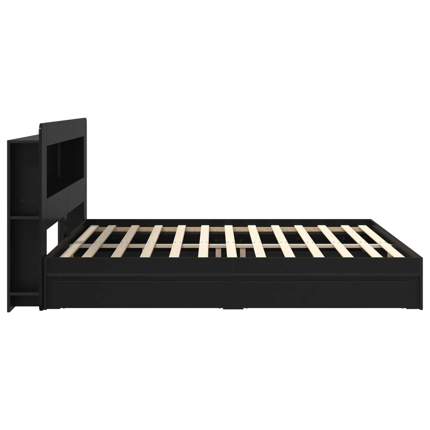 vidaXL Bed Frame with Storage Black 200 x 200 cm Engineered Wood
