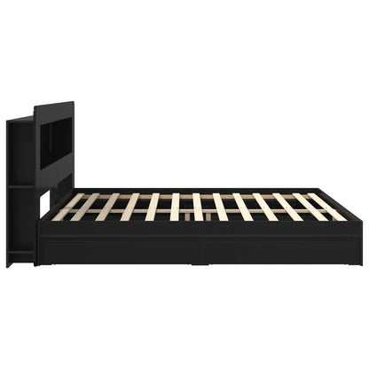 vidaXL Bed Frame with Storage Black 200 x 200 cm Engineered Wood