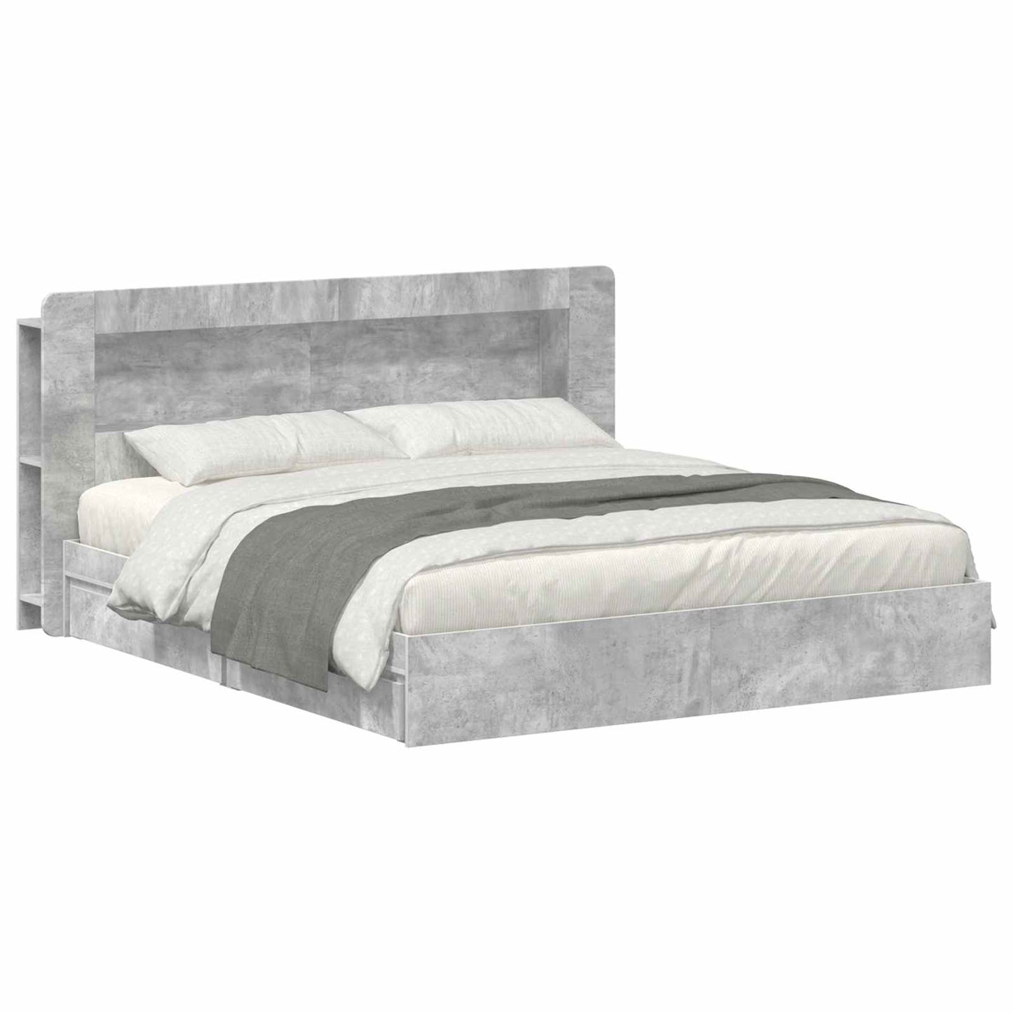 vidaXL Bed Frame with Storage with Drawer Concrete Grey 200 x 200 cm