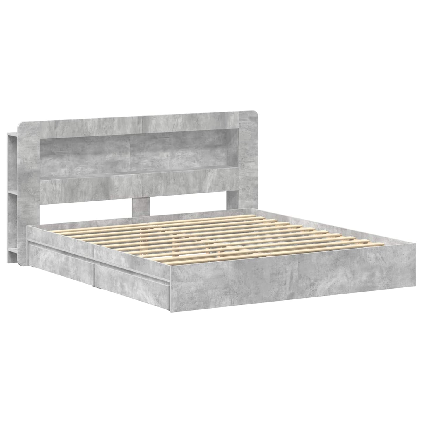 vidaXL Bed Frame with Storage with Drawer Concrete Grey 200 x 200 cm