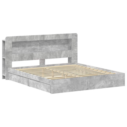 vidaXL Bed Frame with Storage with Drawer Concrete Grey 200 x 200 cm