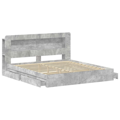 vidaXL Bed Frame with Storage with Drawer Concrete Grey 200 x 200 cm