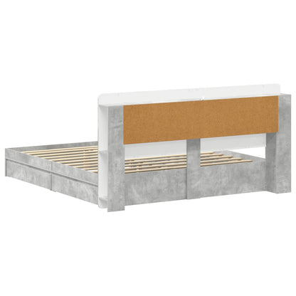 vidaXL Bed Frame with Storage with Drawer Concrete Grey 200 x 200 cm