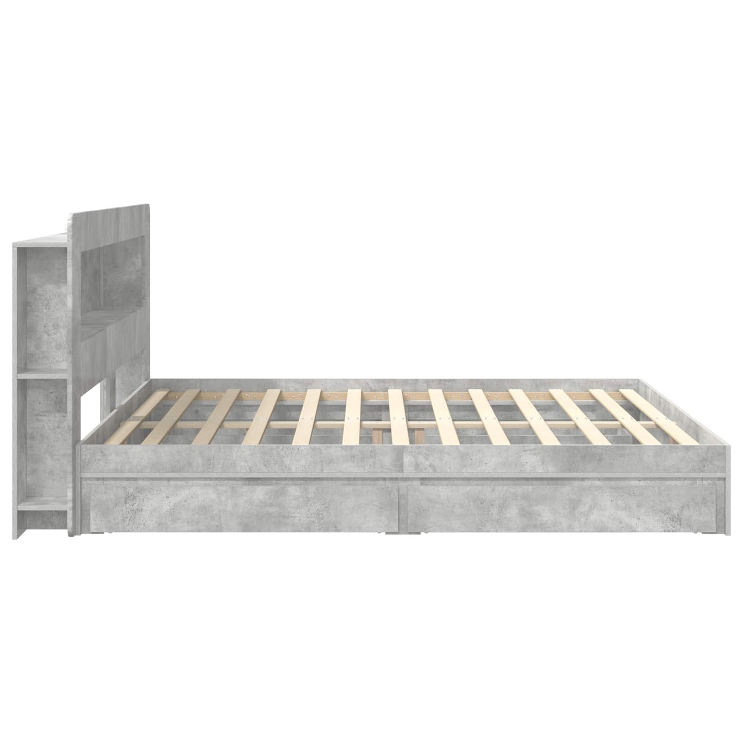 vidaXL Bed Frame with Storage with Drawer Concrete Grey 200 x 200 cm