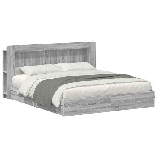 vidaXL Bed Frame with Storage Grey Sonoma 200 x 200 cm Engineered Wood