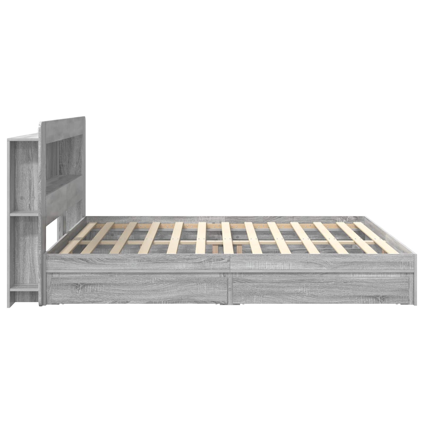 vidaXL Bed Frame with Storage Grey Sonoma 200 x 200 cm Engineered Wood