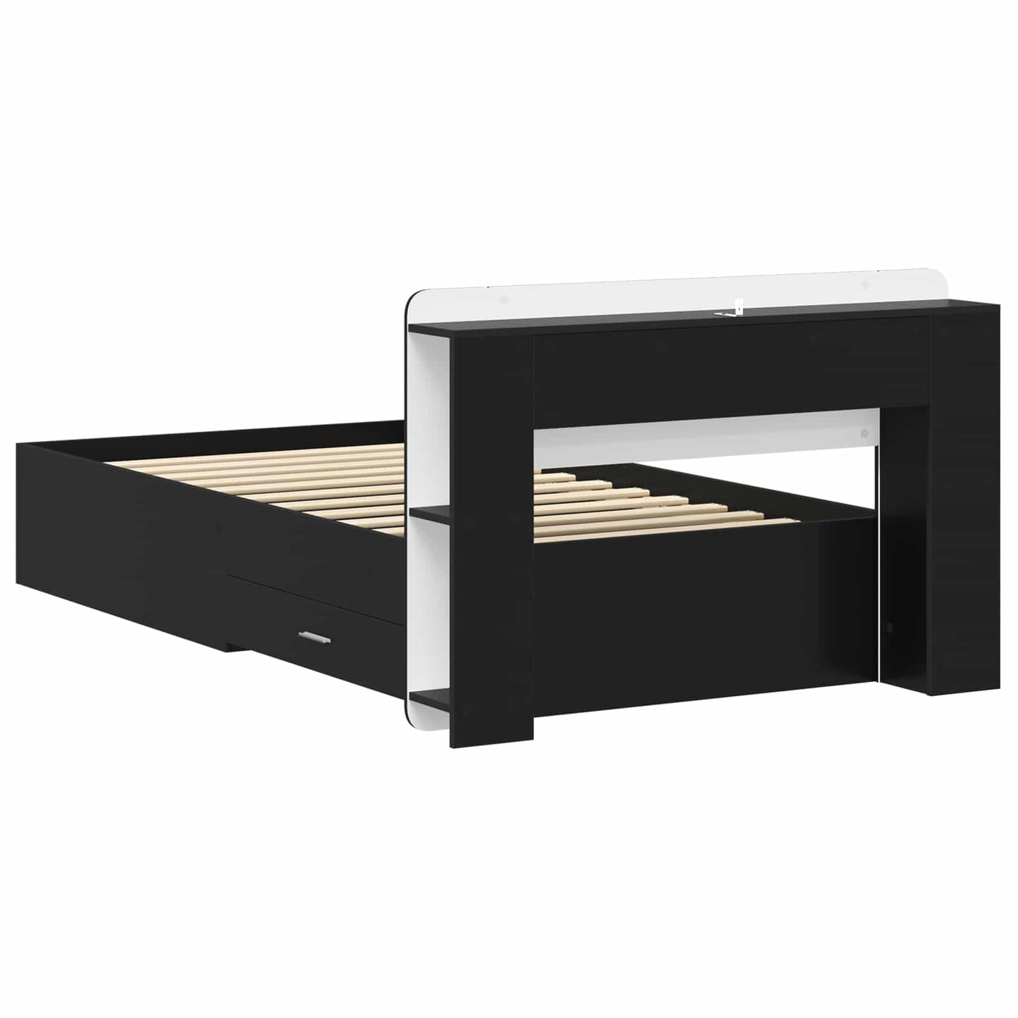 vidaXL Bed Frame with Storage Black 75 x 190 cm Engineered Wood