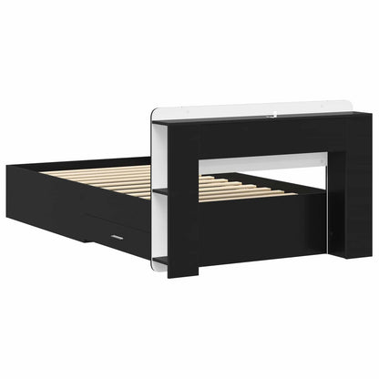 vidaXL Bed Frame with Storage Black 75 x 190 cm Engineered Wood