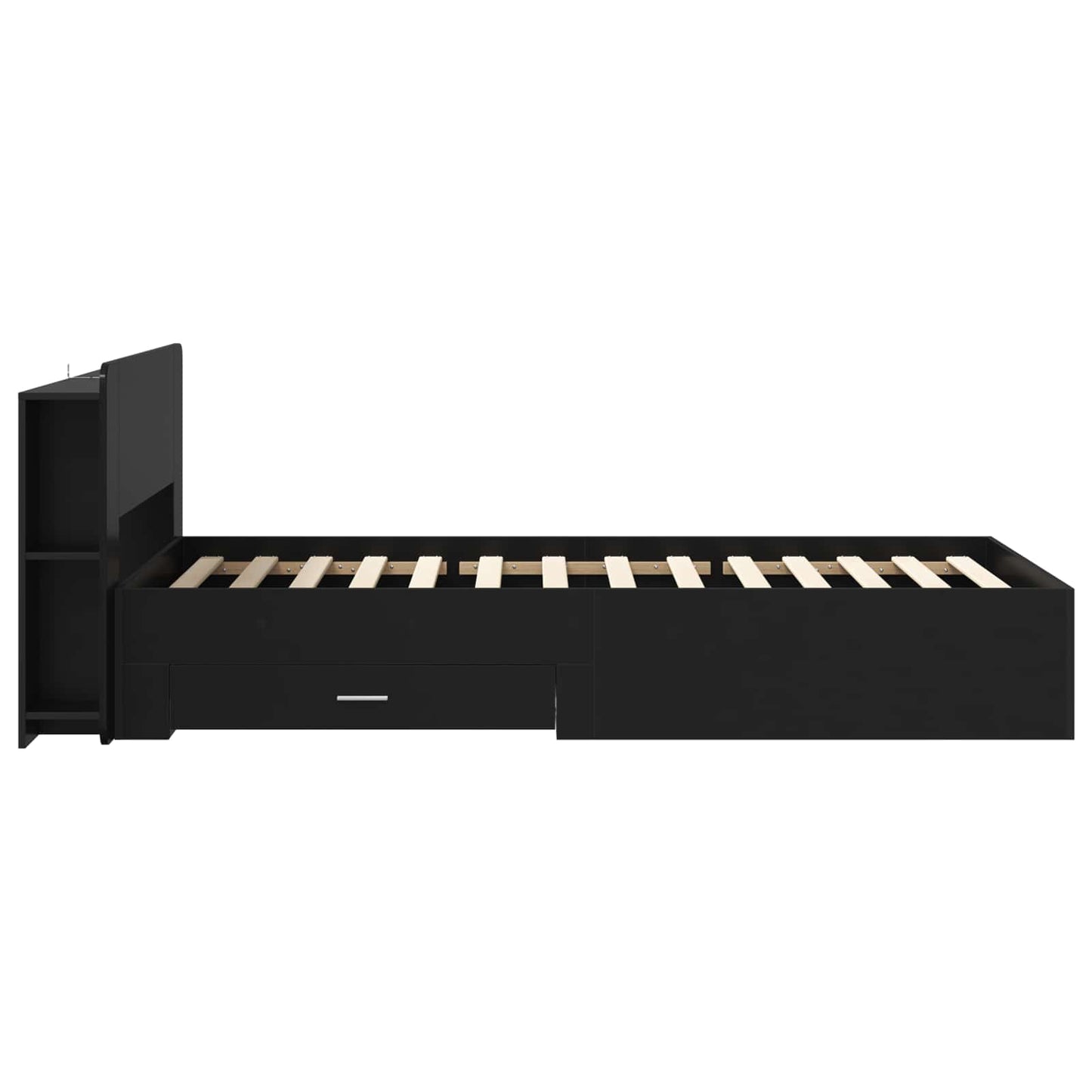 vidaXL Bed Frame with Storage Black 75 x 190 cm Engineered Wood