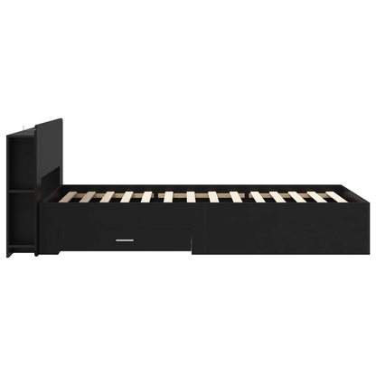 vidaXL Bed Frame with Storage Black 75 x 190 cm Engineered Wood