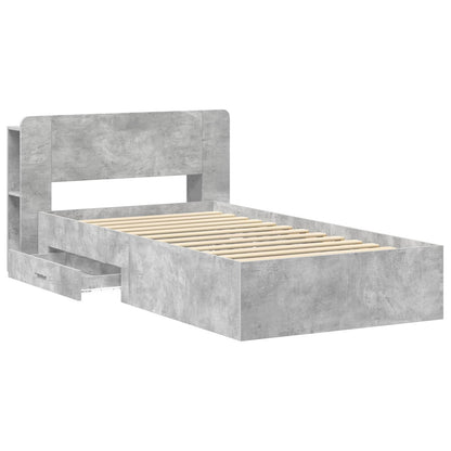 vidaXL Bed Frame with Storage with Headboard Concrete Grey 75 x 190 cm