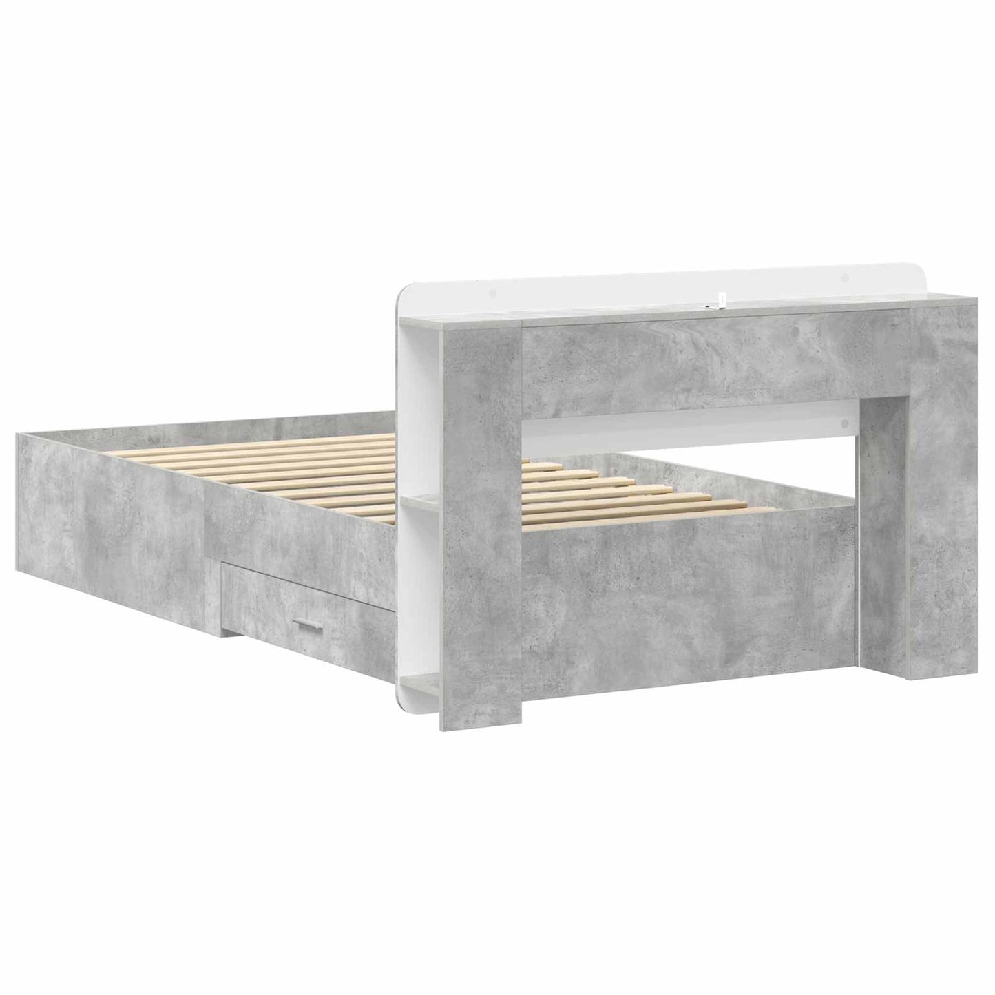 vidaXL Bed Frame with Storage with Headboard Concrete Grey 75 x 190 cm